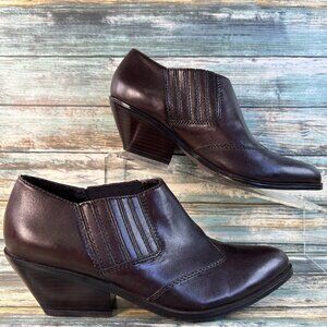 Reba Saloon Western Chelsea Booties Size 7M Brown Leather Slip On Dress Ankle